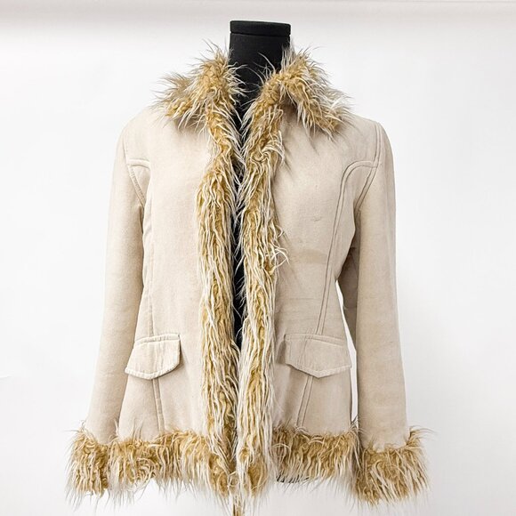 STO4 Women's MONGOLIAN SHERPA FAUX FUR Jacket JAPANESE BRAND - Picture 2 of 8